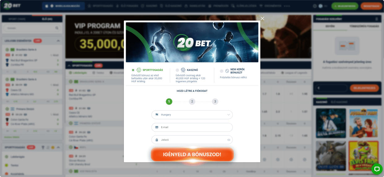 20bet Casino registration